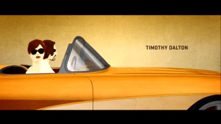 Animated renderings of Angelina Jolie and Johnny Depp accompany Timothy Dalton's credit in the inexplicably unused alternate closing titles.