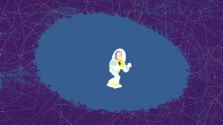 What's the prize for winning the "Toy Story Trivia Dash" as Buzz Lightyear? A clip of retro 2-D version of the character doing a victory dance.