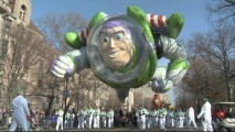 "Buzz Takes Manhattan" in balloon form at the annual Macy's Thanksgiving Day Parade.