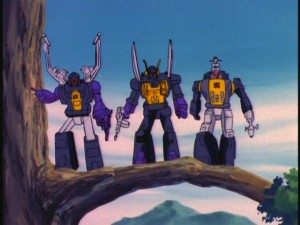 A trio of Insecticons somehow manage to spy on the Decepticons without destroying a tree branch.