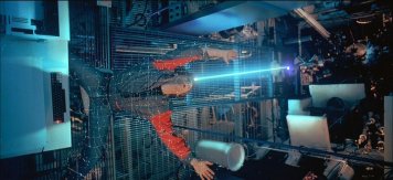 Jeff Bridges gets digitzed and frozen in one of the most iconic moments of "Tron."