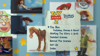 Like the Toy Story: 10th Anniversary Edition DVD, Disc 2's menus all take the floating artwork approach.