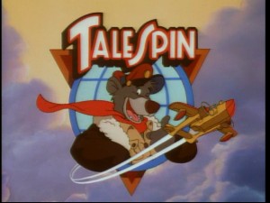 Baloo opts for a :thumb: in the "TaleSpin" opening logo.