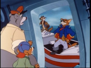 Don Karnage surprises Baloo and Kit.