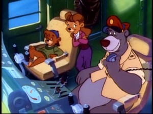 Kit, Rebecca, and Baloo share a flight in the trusty Sea Duck.