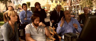 One gathers that the process of creating a TV series today is quite nerve-racking. Tension permeates this shot, in which Alice, Mike, and at-odds director (Willie Garson) and cameraman (M.C. Gainey) watch filming, with network suits breathing down their necks.