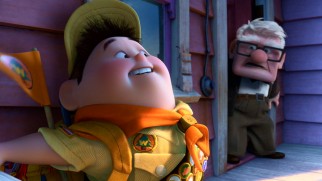 Plump Junior Wilderness Explorer Russell holds onto Carl's airborne house, something he's been looking after in search of his final badge.