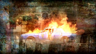 The Blu-ray's busy montage features the New York City cop car fire which brings shame to the NYPD.