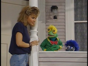 Stacie Mistysyn fulfills the quota of two human characters per Under the Umbrella Tree DVD. She plays Megan in the Valentine's Day special, and Jacob thinks she's quite a tasty dish!