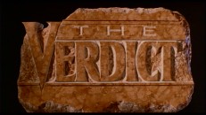 The title logo for "The Verdict" is seen in the movie's theatrical trailer.