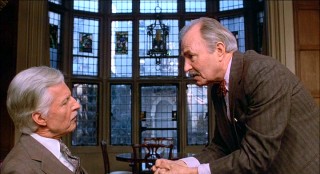 Defense attorney Ed Concannon (James Mason, right) shows his ruthlessness during a mock interrogation of Dr. Towler (Wesley Addy).