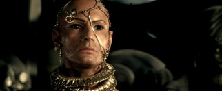 Xerxes (Rodrigo Santoro), whose transformation into a golden god-king is shown here, exerts his authority over Persia.