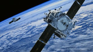 Computer animation depicts how the solar-powered STEREO spacecraft will split and open up.