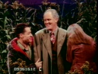 The actors portraying the Solomon family crack up in a corn field in the Bloopers reel.