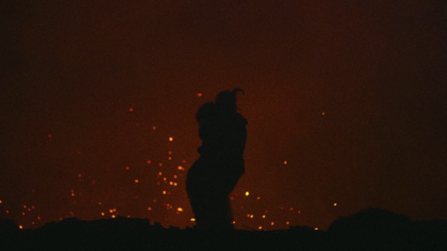 Lovers Dain and Wawa are backlit by the embers of an island volcano in "Tanna."