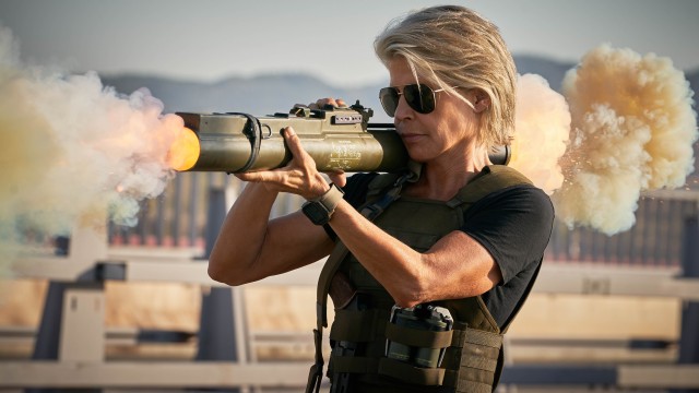 Linda Hamilton returns to the Terminator franchise for the first time in nearly thirty years, playing the aging but no less formidable Sarah Connor in "Terminator: Dark Fate."
