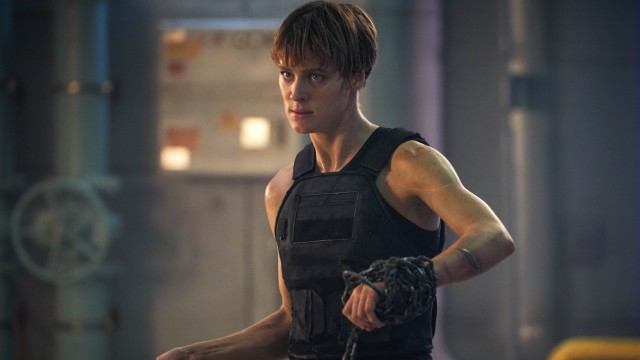The cybernetically enhanced human soldier Grace (Mackenzie Davis) has a bigger role than Arnold Schwarzenegger's iconic T-800 in "Terminator: Dark Fate."