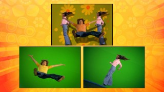 "Groovy Green Screen" illustrates how Ashton Kutcher and Mila Kunis' separate trampoline jumps are composited for a transition screen.