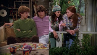 This split-screen contrasting the male and female teen perspectives works in both 16:9 and 4:3.