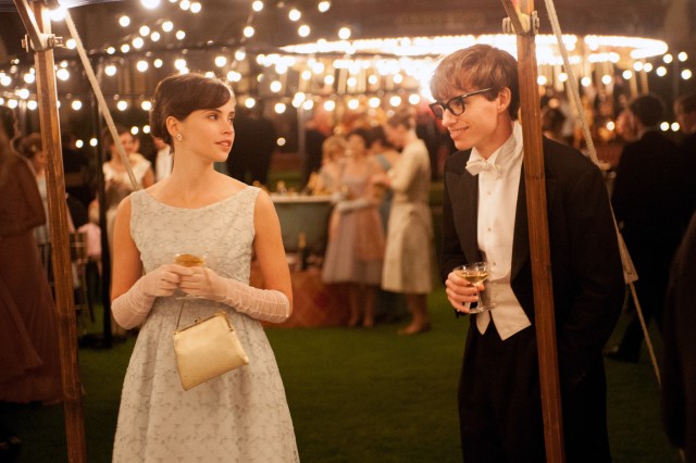 "The Theory of Everything" stars Felicity Jones and Eddie Redmayne as Jane and Stephen Hawking.