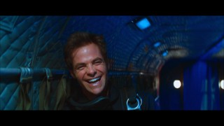 Chris Pine looks at the camera and has a laugh in the uncensored gag reel.
