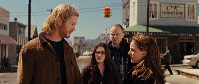 In the small, sleepy town of Puente Antiguo, New Mexico, Thor (Chris Hemsworth) finds friends in Darcy (Kat Dennings), Erik (Stellan Skarsgård), and, most of all, Jane Foster (Natalie Portman).