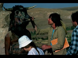 This behind-the-scenes still shows just another day on a Terry Gilliam movie.