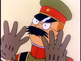Tintin has been known to pull off a disguise, making a convincing Japanese general here.