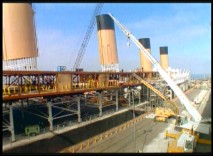 Time-lapse photography illustrates the movie version of Titanic being constructed on a lot in Mexico.