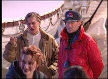 Leonardo DiCaprio mockingly mimics a crew member in the Titanic crew video.