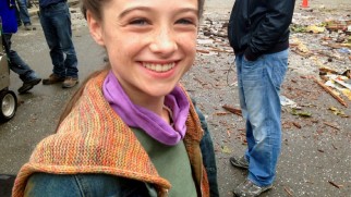 Raffey Cassidy has fun on the set in "Casting Tomorrowland."