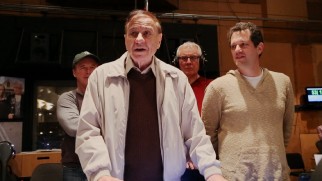 Richard Sherman visits "A Great Big Beautiful Scoring Session" to the evident delight of composer Michael Giacchino.