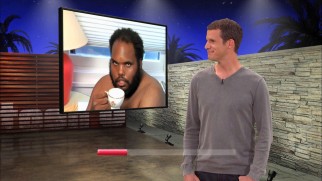 A naked man with a teacup gets 20 seconds of jokes on "Tosh.0"