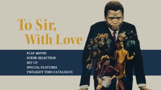 Sidney Poitier wears his students on his blazer on the Blu-ray's menu and cover art.