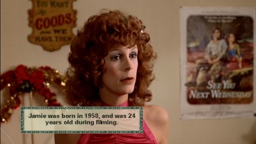 The Trading Places Trivia Pop-Ups track dishes out a Jamie Lee Curtis fact for those interested in actor ages during productions.