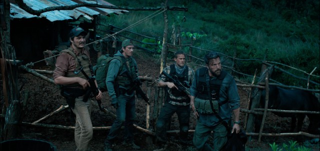 In Netflix's "Triple Frontier", five special ops veterans (Pedro Pascal, Garrett Hedlund, Charlie Hunnam, Ben Affleck, and, unseen, Oscar Isaac) come out of retirement for one big, dangerous mission.