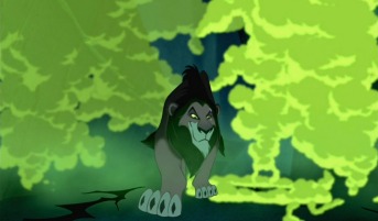 Simba's evil uncle Scar sings "Be Prepared" among ominous green smoke.