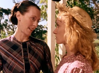 Housekeeper Miss Milly (Julia Blake) won't allow a visit from Henrietta's invited guest, barber's daughter Susan Quaife (Cathrine Lynch).