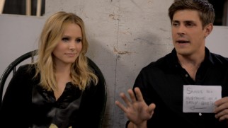 Kristen Bell and Chris Lowell trade barbs with questions and insulting index cards in "Game Show."