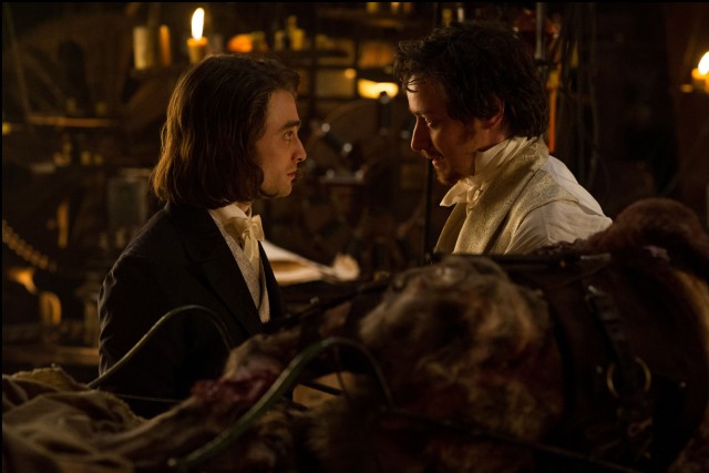 The conscientious Igor (Daniel Radcliffe) and daring Victor Frankenstein (James McAvoy) do not see eye to eye on the value of their godlike scientific experiments.
