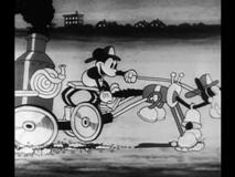 Mickey and Pluto speed off to put out a fire in "The 
Firefighters."