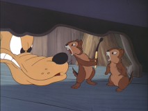 Pluto doesn't want Chip 'n Dale getting too comfortable in "Squatter's Rights."