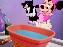 Unbeknownst to Minnie but beknownst to Figaro, that's not water...it's sky blue jello!