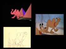 In "Randy Cartwright Discusses 'Bone Trouble'", the Disney animator offers a comparison between a "Pink Elephants on Parade" camel from "Dumbo" and a Pluto camel.
