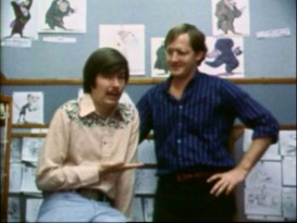 Cameraman and former assistant John Lasseter bids farewell to a mustachioed Randy Cartwright in the animator's amazing and technically prohibited 1983 Disney Studio Tour.