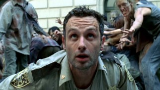 Sheriff's deputy Rick Grimes (Andrew Lincoln) finds himself pursued by many Atlanta walkers in the series' premiere episode.