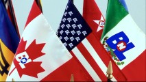 Altered flags from around the world illustrate Buy n Large's plans for commercial global domination in one of 5 BnL shorts.