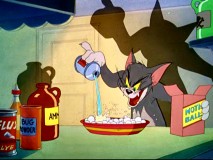 With looming shadows, prominent fangs, and an arsenal of household poisons, Tom looks especially devilish in this shot from the not-so-aptly titled "Dr. Jekyll and Mr. Mouse."