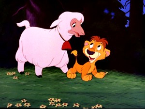 Lambert the Sheepish Lion has a loving sheep for a mother.