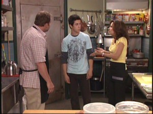 In the thinly-veiled morality lesson of the week, Jerry (David DeLuise) and Theresa (Maria  Canals-Barrera) warn Justin (David Henrie) about the dangers of online dating.